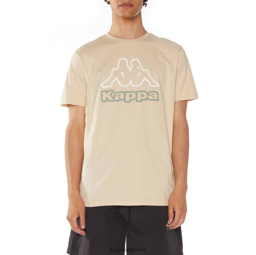 Kappa hombres camiseta con logo de ostesso beige 2FJJXV115