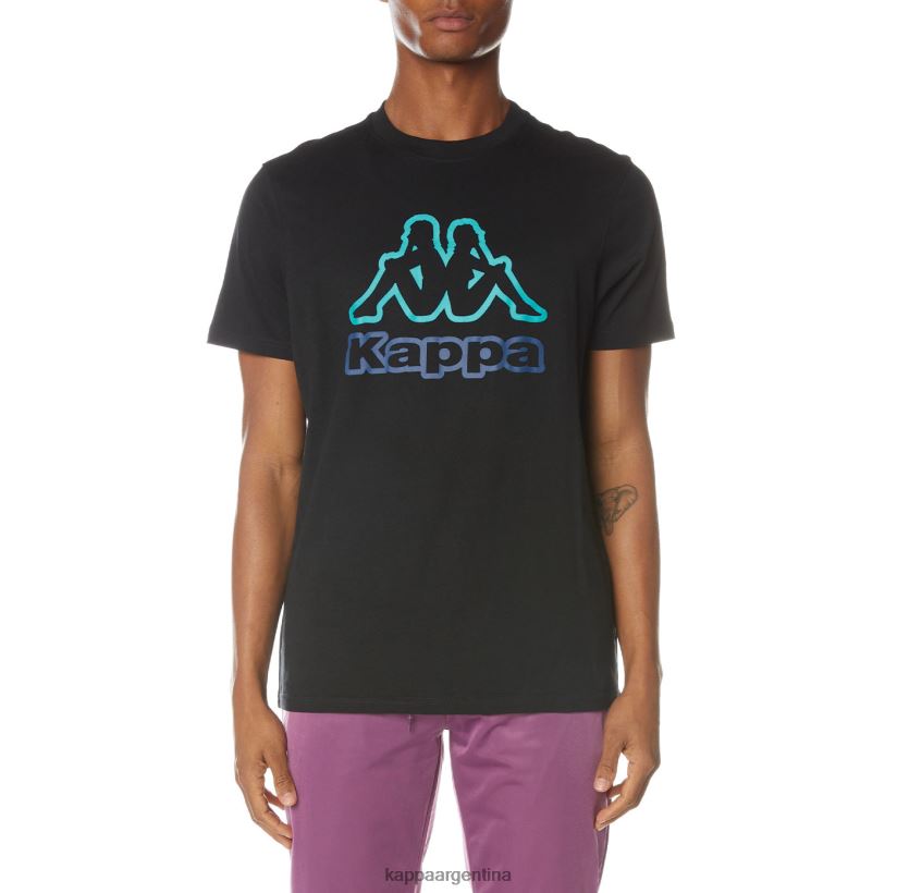 Kappa hombres camiseta con logo estampado negro azabache 2FJJXV160