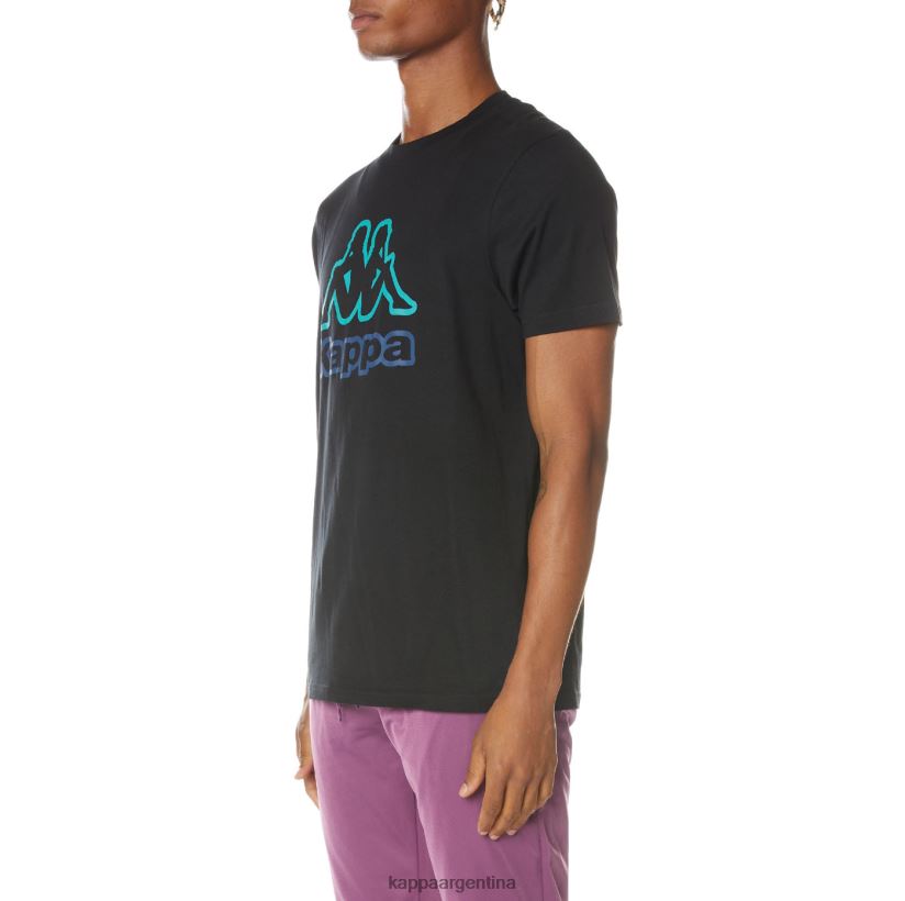 Kappa hombres camiseta con logo estampado negro azabache 2FJJXV160