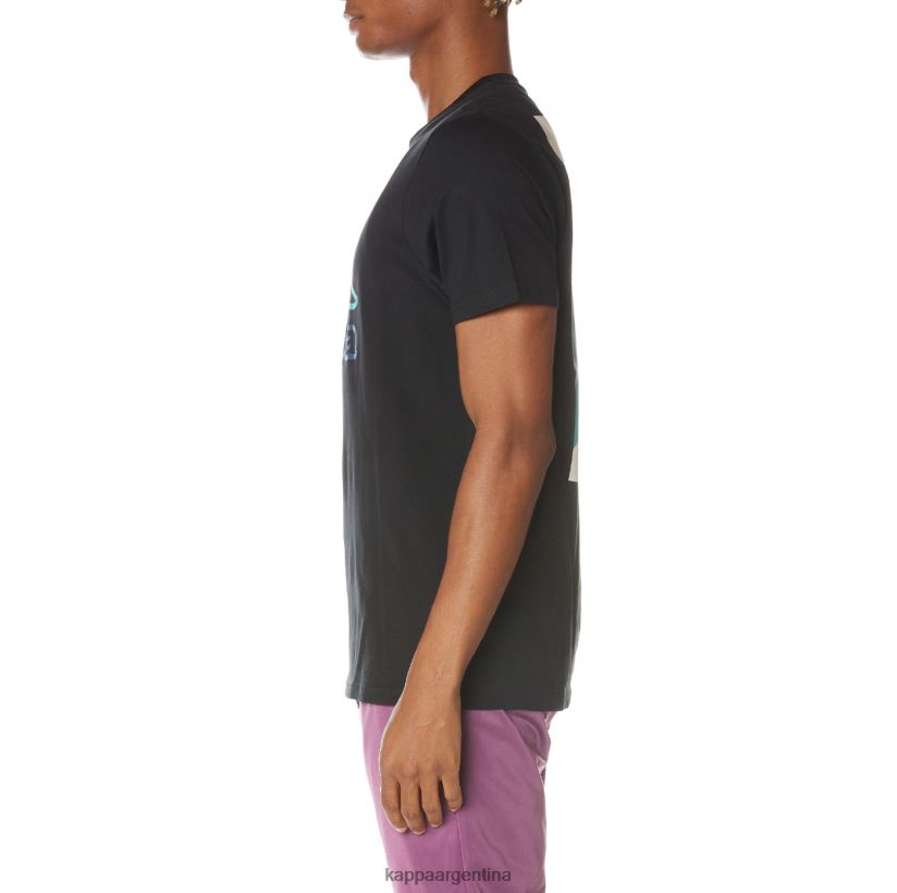 Kappa hombres camiseta con logo estampado negro azabache 2FJJXV160