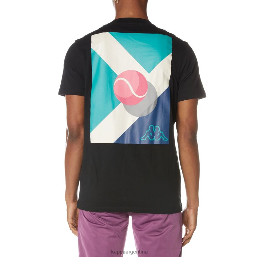 Kappa hombres camiseta con logo estampado negro azabache 2FJJXV160
