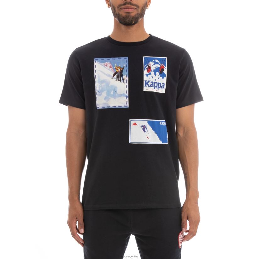 Kappa hombres camiseta espaciadora auténtica negro 2FJJXV179