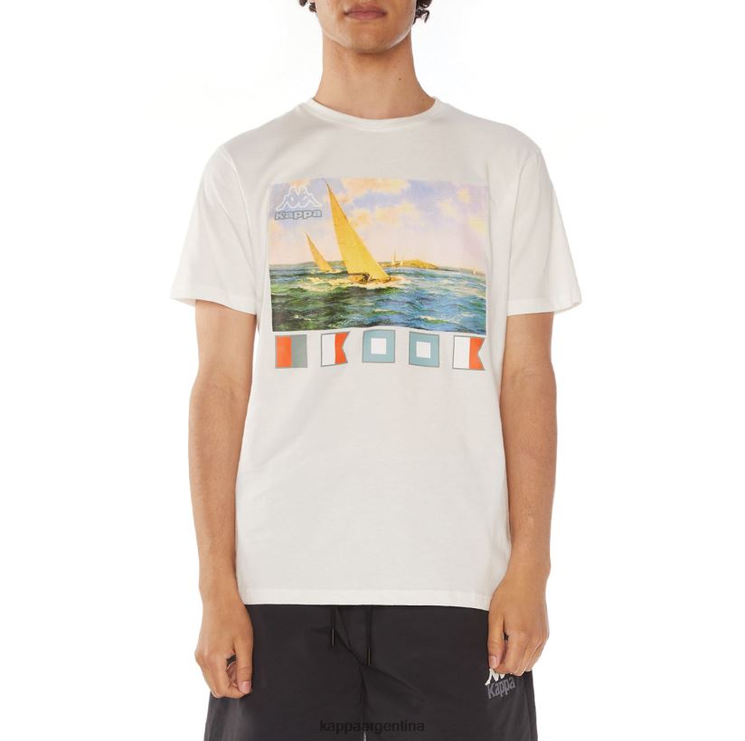 Kappa hombres camiseta salvia blanco 2FJJXV118