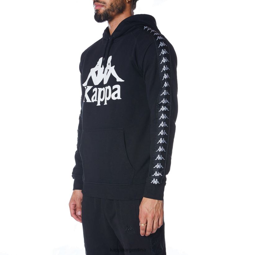 Kappa hombres sudadera con capucha 222 banda hurtado 2 blanco negro 2FJJXV43
