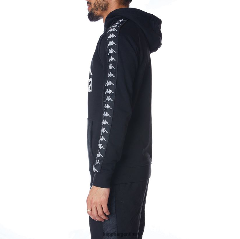 Kappa hombres sudadera con capucha 222 banda hurtado 2 blanco negro 2FJJXV43