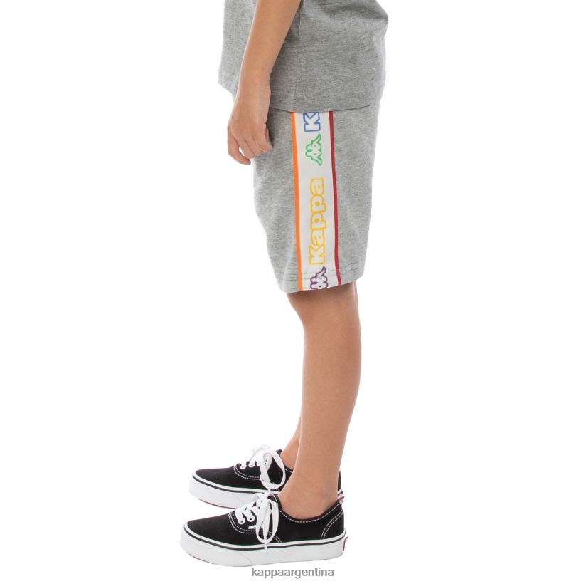 Kappa niños shorts asved con cinta del logo para niños roca blanca gris 2FJJXV816