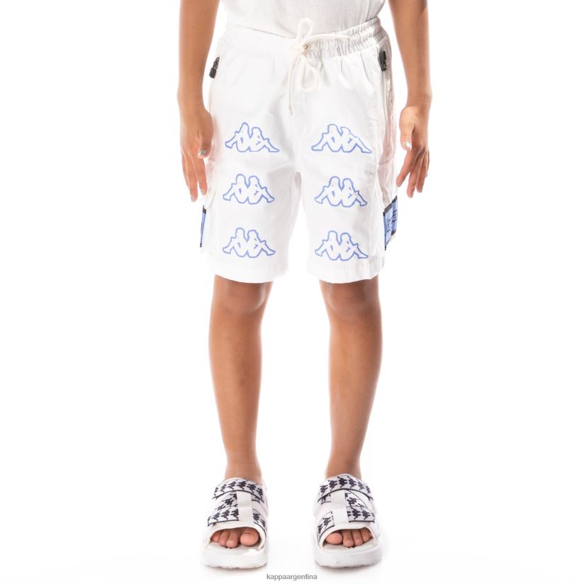 Kappa niños shorts cargo esso con cinta del logo para niños blanco azul 2FJJXV790