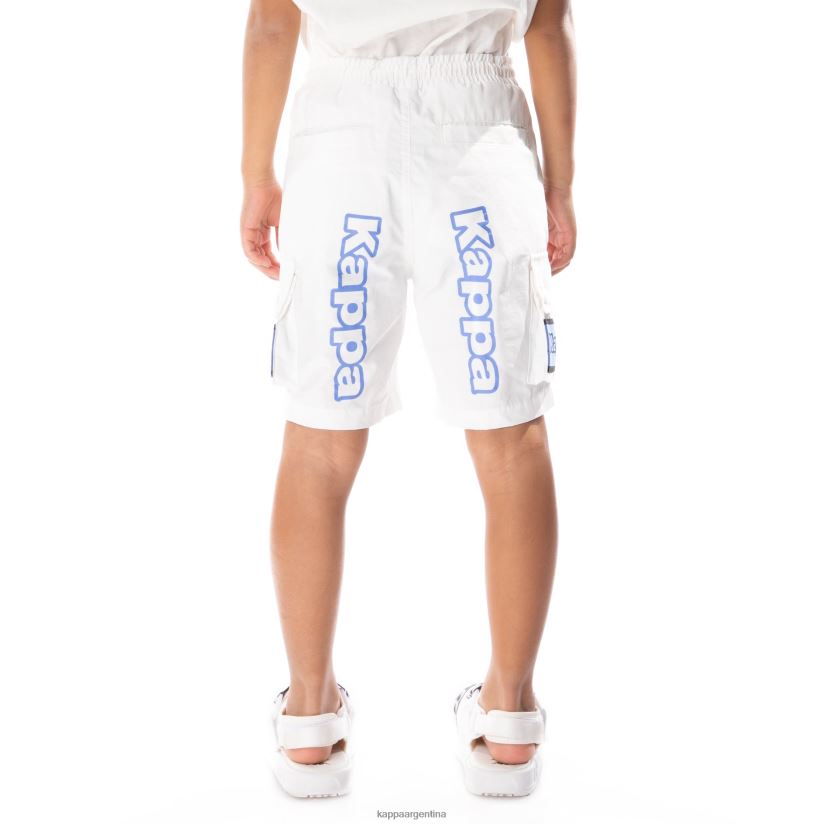 Kappa niños shorts cargo esso con cinta del logo para niños blanco azul 2FJJXV790