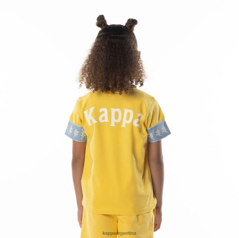 Kappa niños camiseta 222 banda niji 2 para niños amarillo azul claro 2FJJXV699