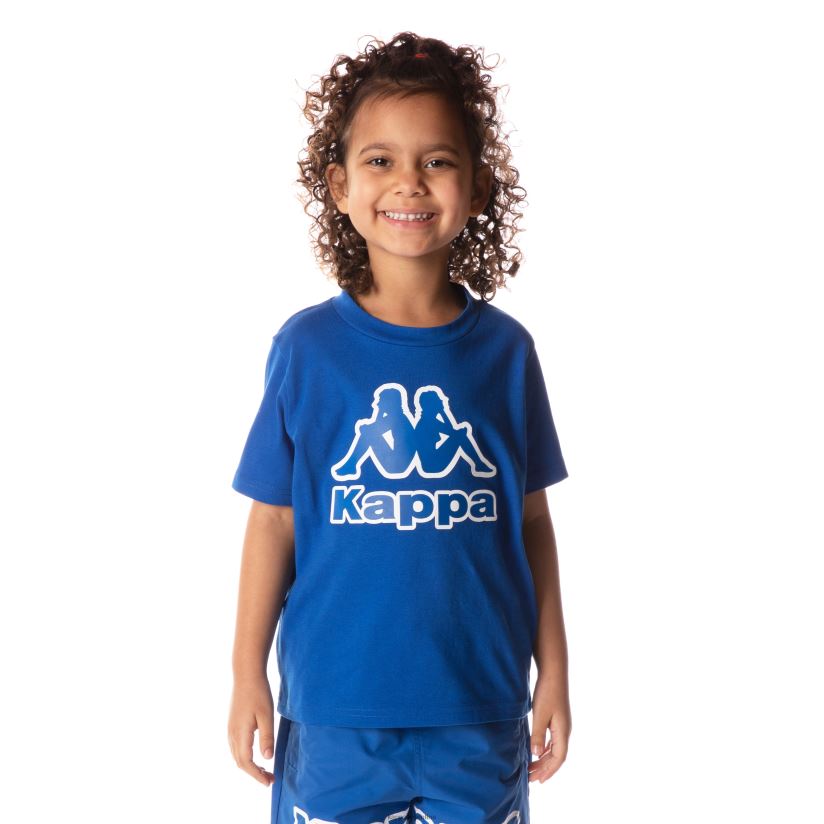 Kappa niños camiseta bant con cinta del logo para niños azul 2FJJXV710