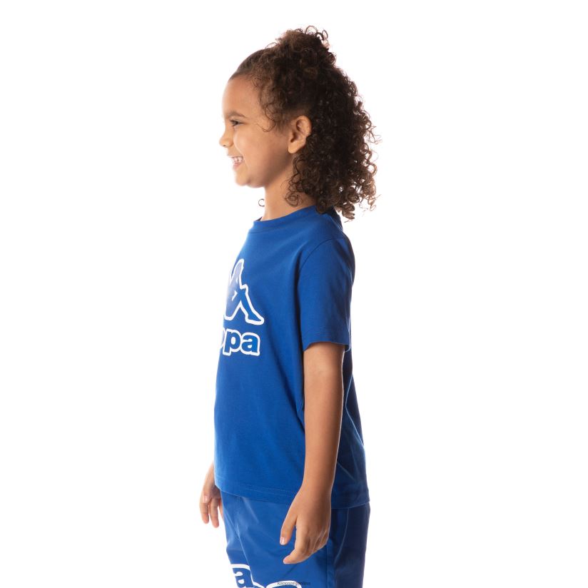Kappa niños camiseta bant con cinta del logo para niños azul 2FJJXV710