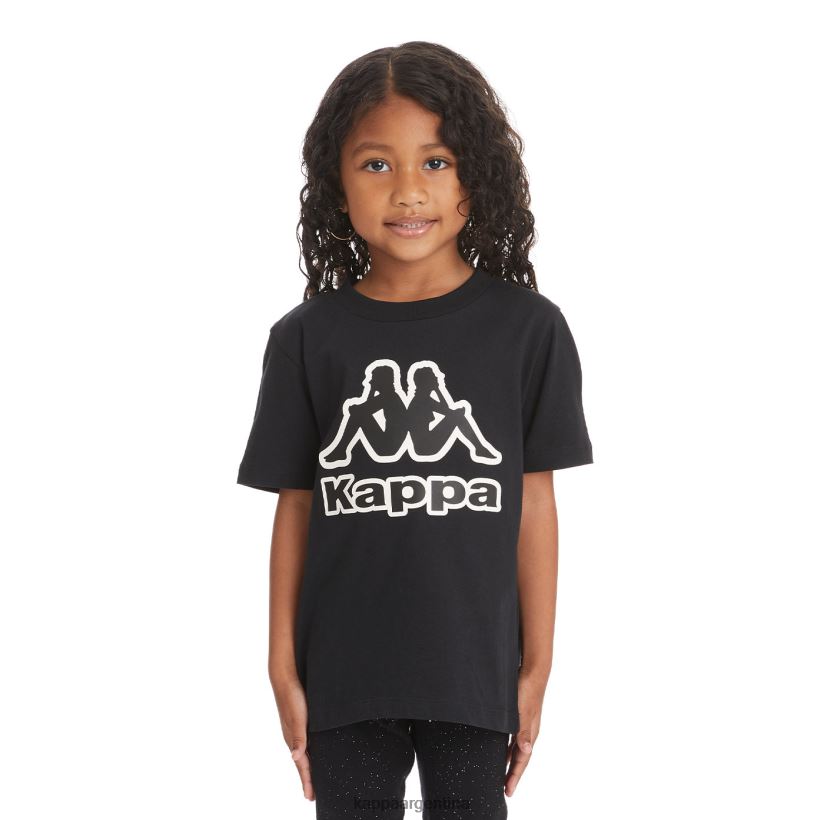 Kappa niños camiseta bant con cinta del logo para niños humo negro 2FJJXV737