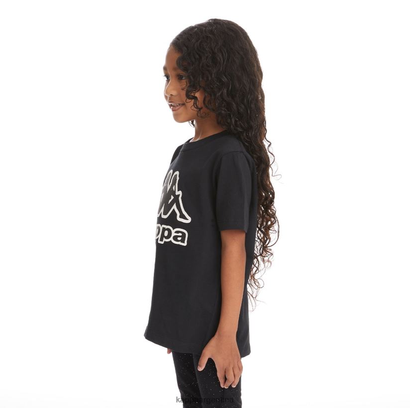 Kappa niños camiseta bant con cinta del logo para niños humo negro 2FJJXV737