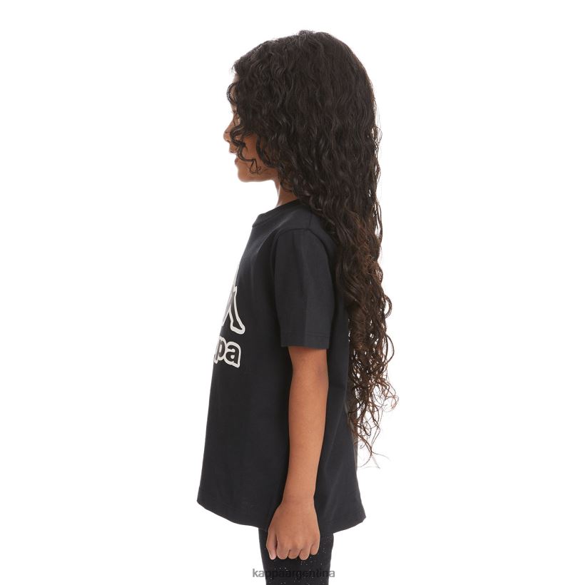 Kappa niños camiseta bant con cinta del logo para niños humo negro 2FJJXV737
