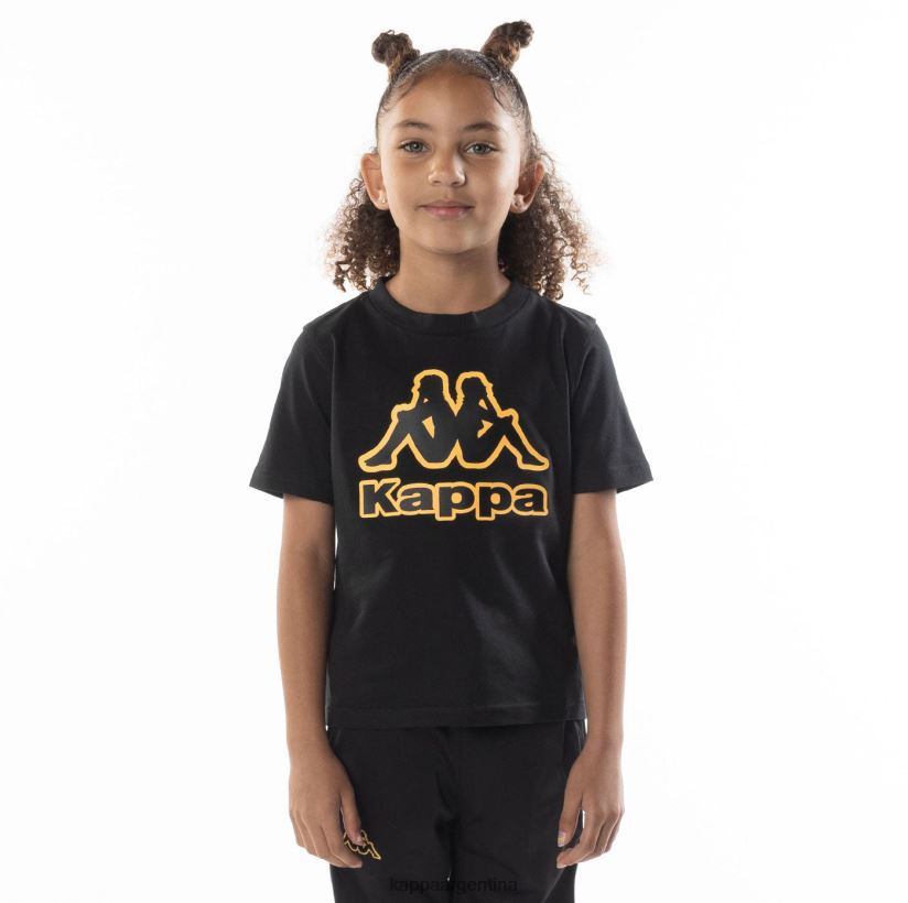 Kappa niños camiseta bant con cinta del logo para niños humo negro naranja 2FJJXV676