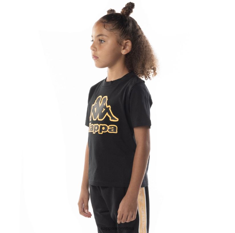 Kappa niños camiseta bant con cinta del logo para niños humo negro naranja 2FJJXV676