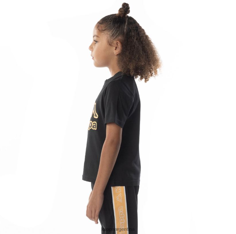 Kappa niños camiseta bant con cinta del logo para niños humo negro naranja 2FJJXV676