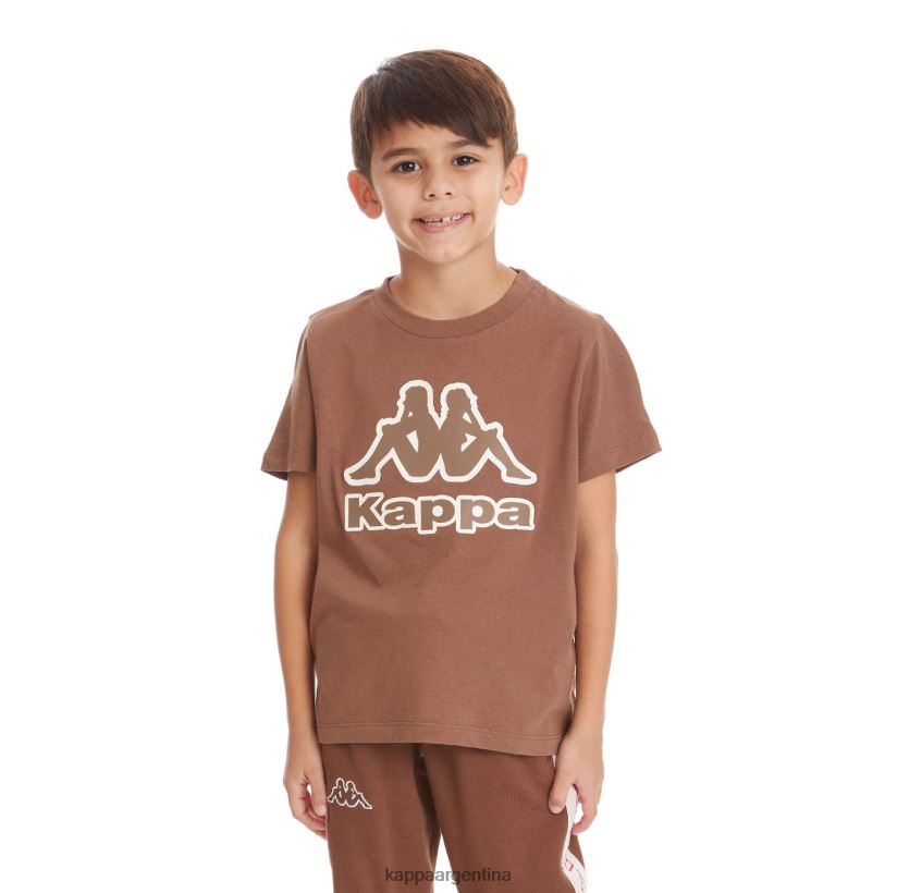 Kappa niños camiseta bant con cinta del logo para niños marrón 2FJJXV735