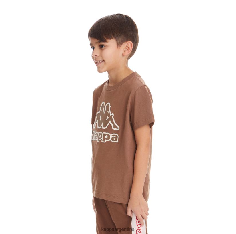 Kappa niños camiseta bant con cinta del logo para niños marrón 2FJJXV735