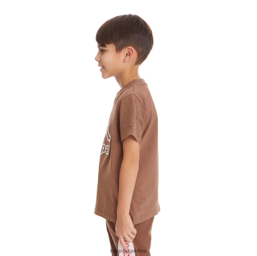 Kappa niños camiseta bant con cinta del logo para niños marrón 2FJJXV735
