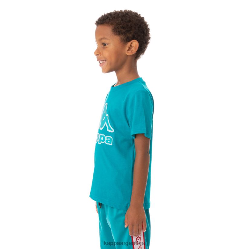 Kappa niños camiseta bant con cinta del logo para niños pavo real 2FJJXV767