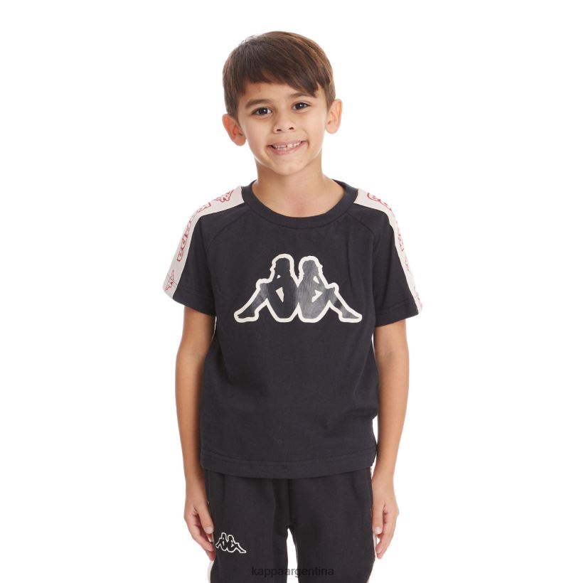 Kappa niños camiseta con logo y cinta para niños avirec 2 humo negro 2FJJXV739