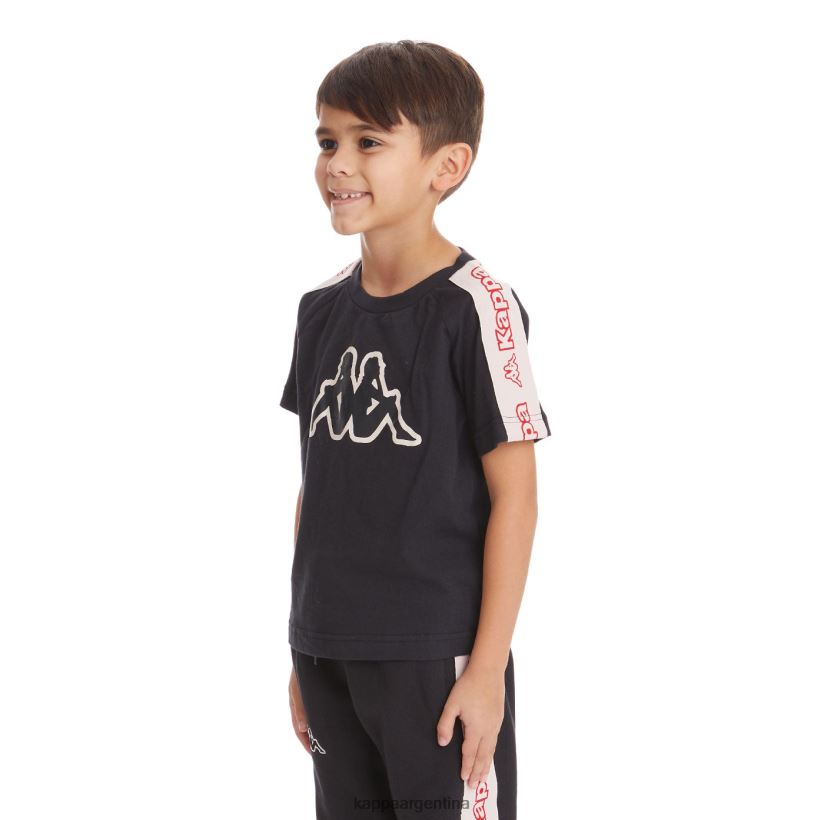 Kappa niños camiseta con logo y cinta para niños avirec 2 humo negro 2FJJXV739