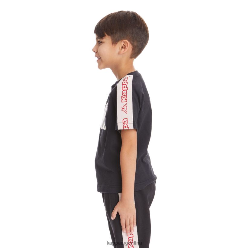 Kappa niños camiseta con logo y cinta para niños avirec 2 humo negro 2FJJXV739