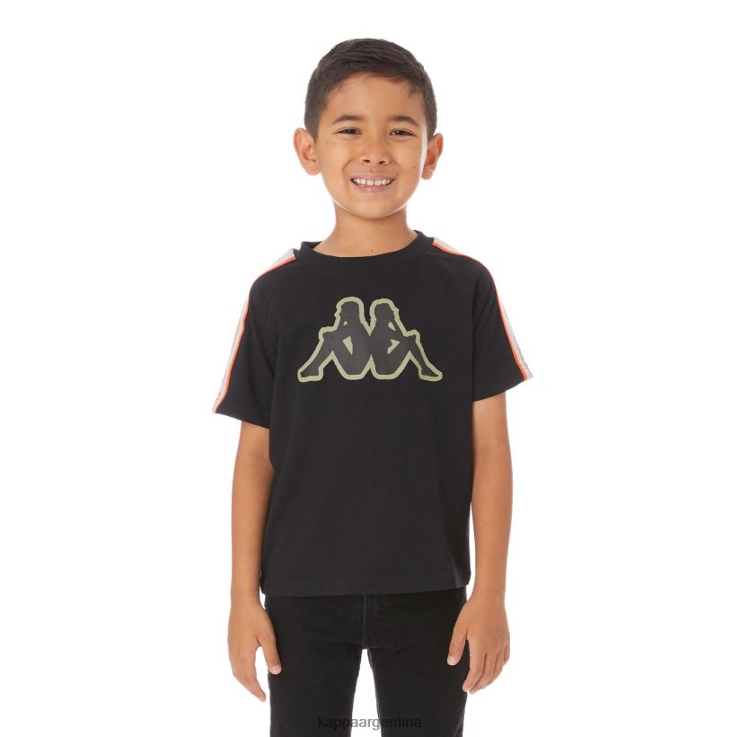 Kappa niños camiseta con logo y cinta para niños avirec 2 negro 2FJJXV771