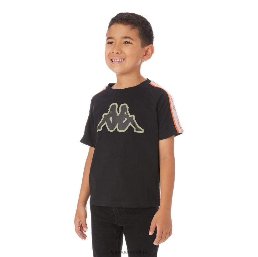 Kappa niños camiseta con logo y cinta para niños avirec 2 negro 2FJJXV771