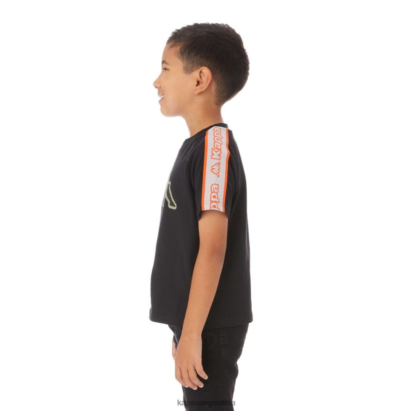 Kappa niños camiseta con logo y cinta para niños avirec 2 negro 2FJJXV771