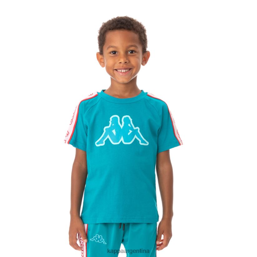 Kappa niños camiseta con logo y cinta para niños avirec 2 pavo real 2FJJXV769