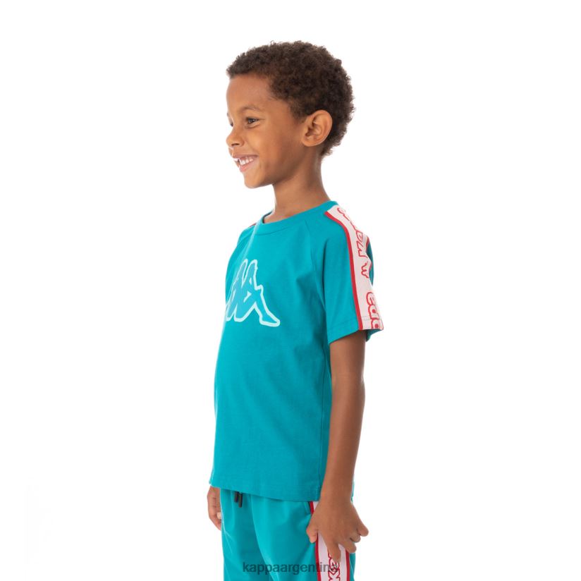 Kappa niños camiseta con logo y cinta para niños avirec 2 pavo real 2FJJXV769