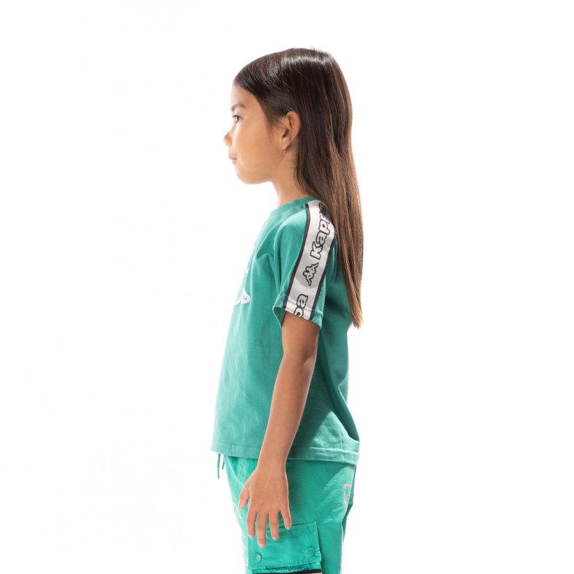 Kappa niños camiseta con logo y cinta para niños avirec 2 verde azulado 2FJJXV682