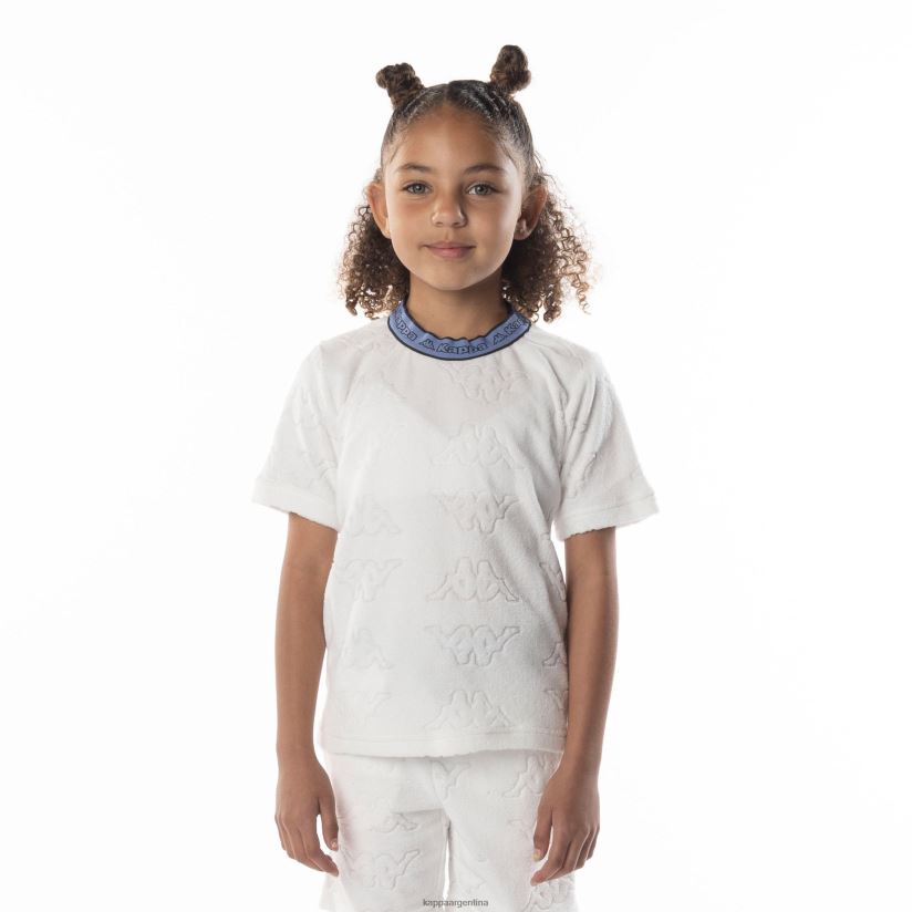 Kappa niños camiseta efro con cinta del logo para niños blanco azul 2FJJXV673