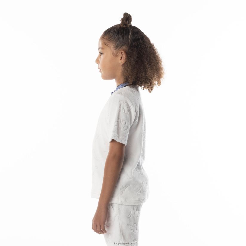 Kappa niños camiseta efro con cinta del logo para niños blanco azul 2FJJXV673