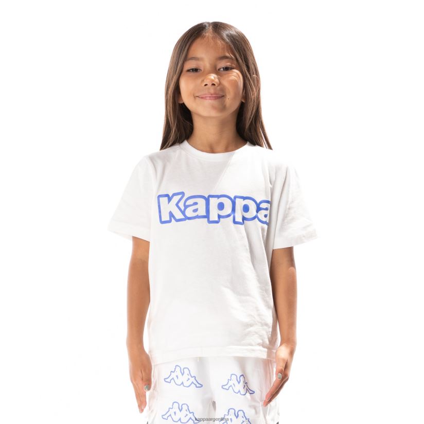 Kappa niños camiseta erco con cinta del logo para niños blanco azul 2FJJXV679