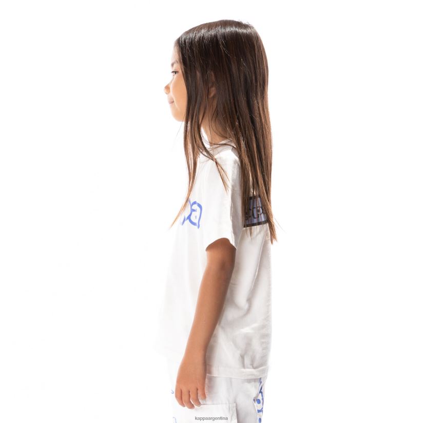 Kappa niños camiseta erco con cinta del logo para niños blanco azul 2FJJXV679