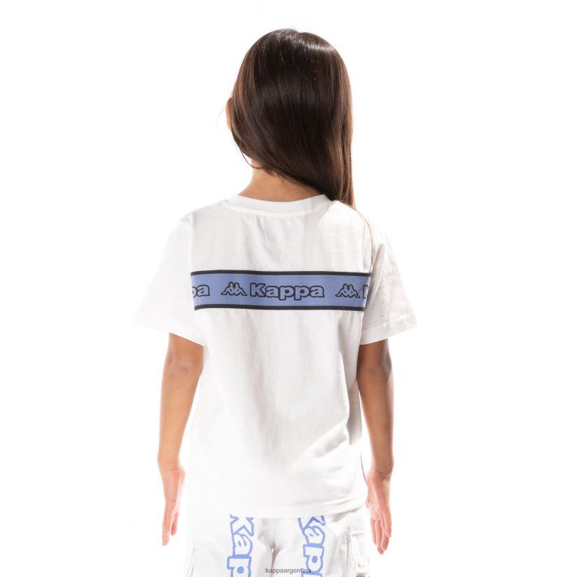 Kappa niños camiseta erco con cinta del logo para niños blanco azul 2FJJXV679