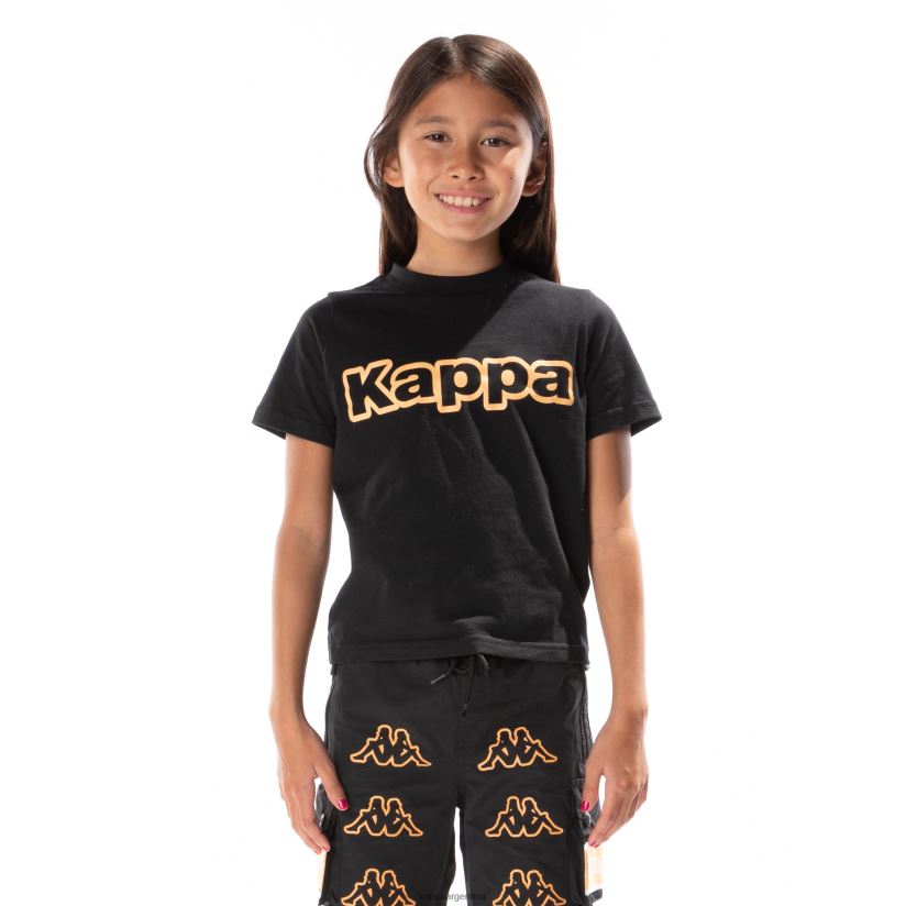 Kappa niños camiseta erco con cinta del logo para niños humo negro naranja 2FJJXV681