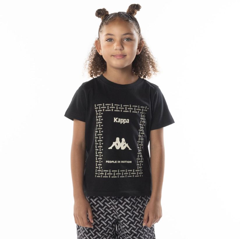 Kappa niños camiseta grafía auténtica para niños arena de humo negro 2FJJXV687