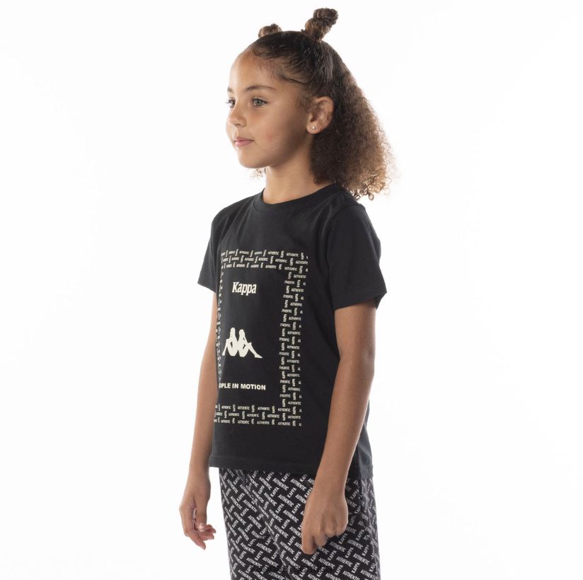 Kappa niños camiseta grafía auténtica para niños arena de humo negro 2FJJXV687