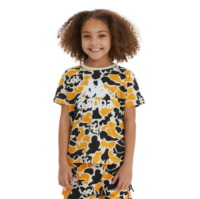 Kappa niños camiseta pyllo auténtica para niños humo negro naranja claro 2FJJXV724