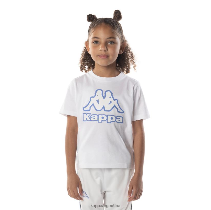 Kappa niños camiseta bant con cinta del logo para niños blanco azul 2FJJXV615