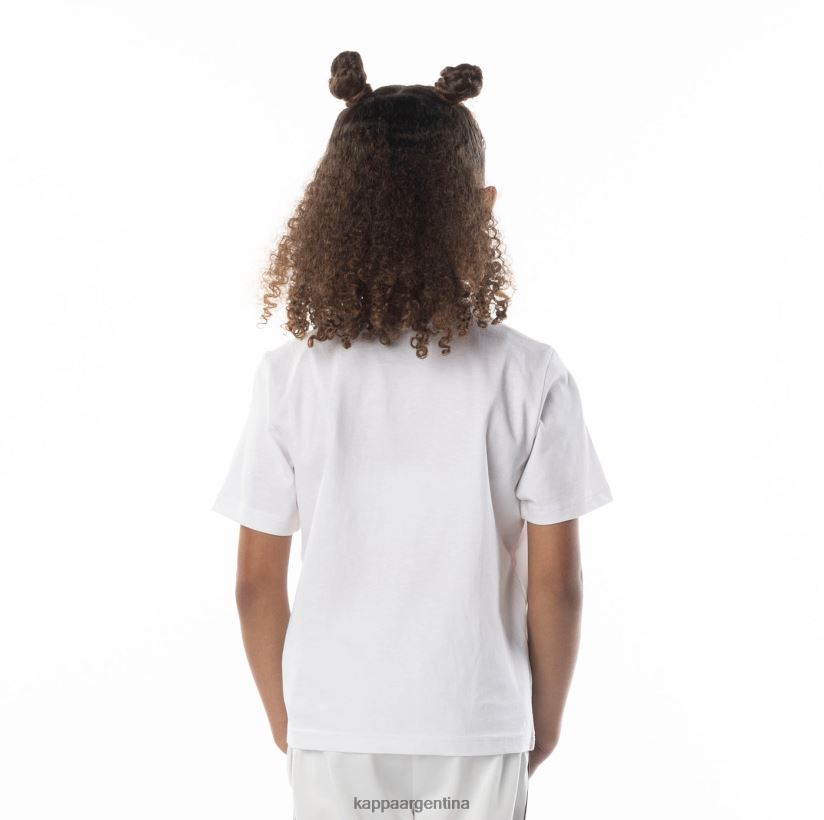 Kappa niños camiseta bant con cinta del logo para niños blanco azul 2FJJXV615