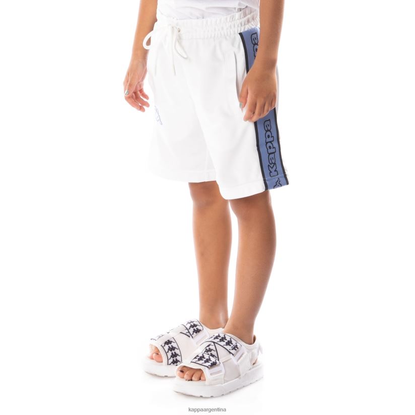 Kappa niños pantalones cortos aedi 2 con cinta del logo para niños blanco azul 2FJJXV619