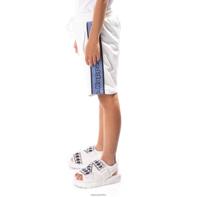 Kappa niños pantalones cortos aedi 2 con cinta del logo para niños blanco azul 2FJJXV619