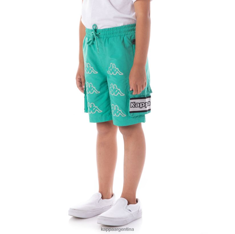 Kappa niños shorts cargo esso con cinta del logo para niños verde azulado 2FJJXV618