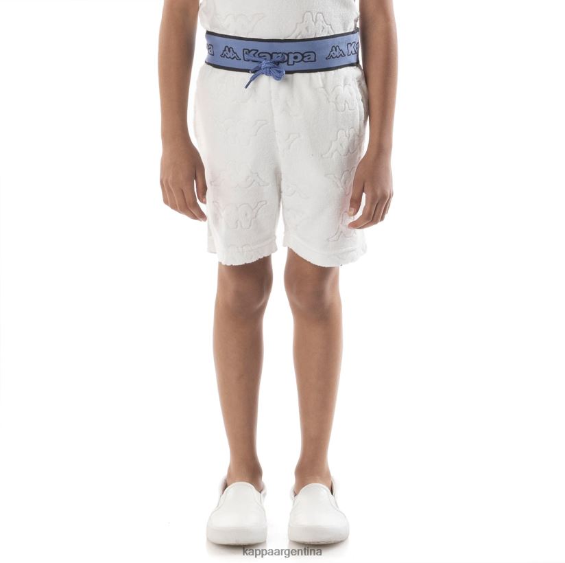 Kappa niños shorts eko con cinta del logo para niños blanco azul 2FJJXV616