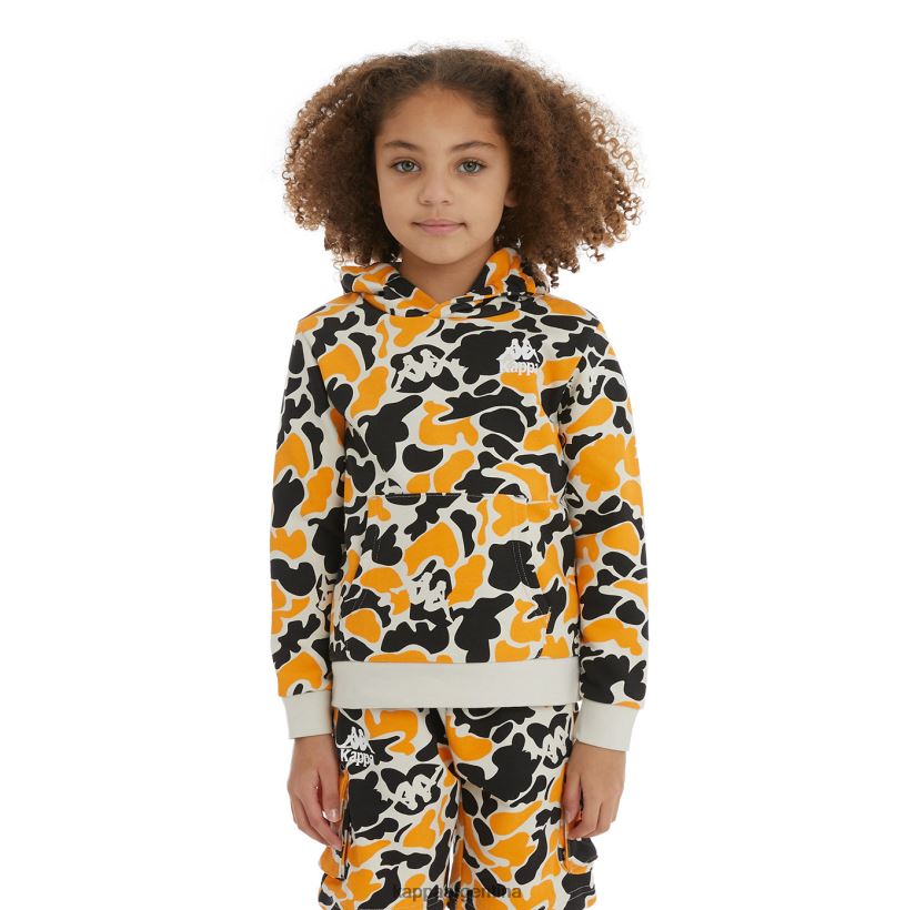 Kappa niños sudadera con capucha picadilly auténtica para niños humo negro naranja claro 2FJJXV522